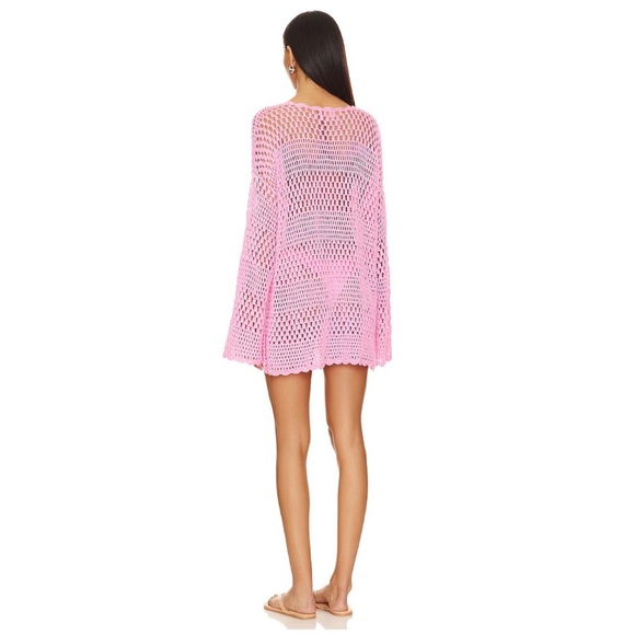 NWT Show Me Your Mumu Paula Pullover Crochet Knit Coverup Bubblegum Pink Small - Picture 2 of 15